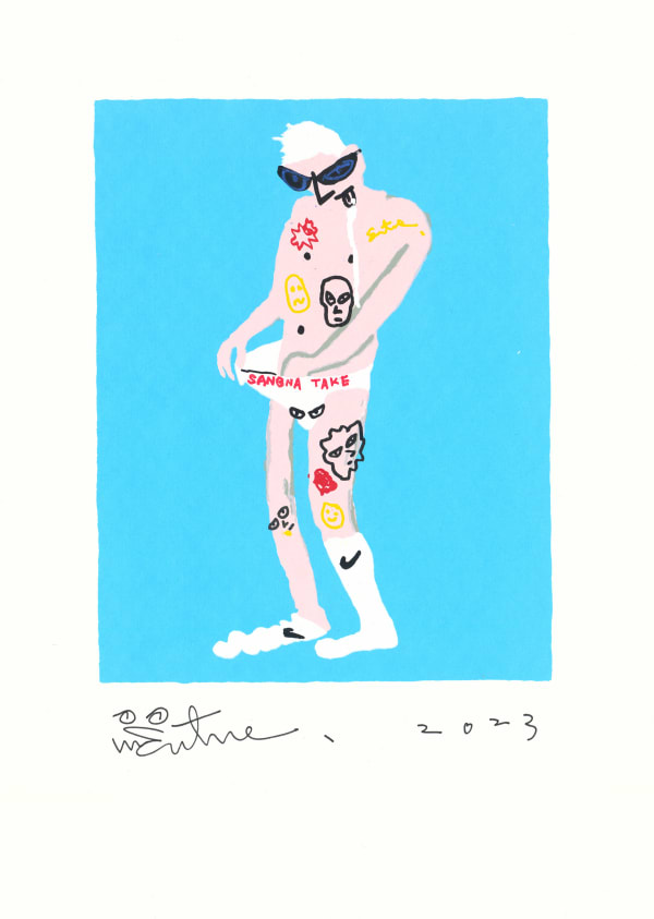 桑拿大可 Sangna Take 享受生活-48 Enjoy Life-48, 2023 絹印、壓克力顏料/紙 Silkscreen and acrylic on paper 50 x 35.5 cm