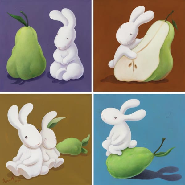 黃本蕊 Benrei HUANG 梨的聯想 Pear variation: twins, half & half, triplets, just me and you and our shadow, 2020 壓克力顏料/畫布 Acrylic on canvas 40 1/8 x 40 1/8 in 102 x 102 cm