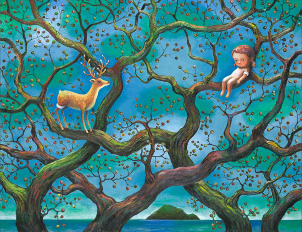 幾米 Jimmy Liao 發亮的早晨 Shiny Morning, 2017-2018 油彩／畫布 Oil on canvas 35 7/8 x 45 7/8 in 91 x 116.5 cm