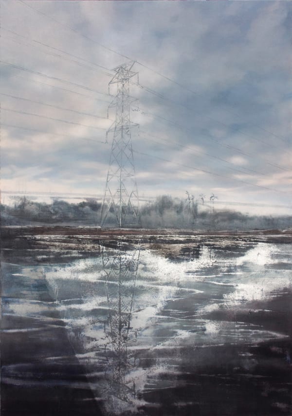 陳睿淵 TAN Jui Wen 微光 IV Glimmers of Light IV, 2024 鋁箔、礦物顏料、壓克力顏料/壯紙 Aluminum foils, mineral pigments and acrylic on paper 25 5/8 x 18 1/8 in 65 x 46 cm