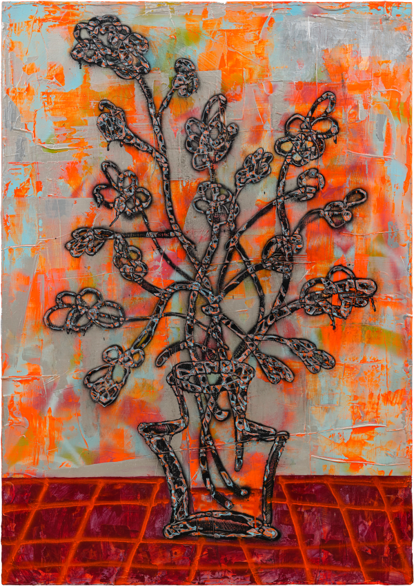 劉文豪 LIU Wen Hao 花團錦簇 Flowers Bloom and Flourish, 2023 壓克力顏料、噴漆／畫布 Acrylic and spray paint on canvas 115 x 81 cm