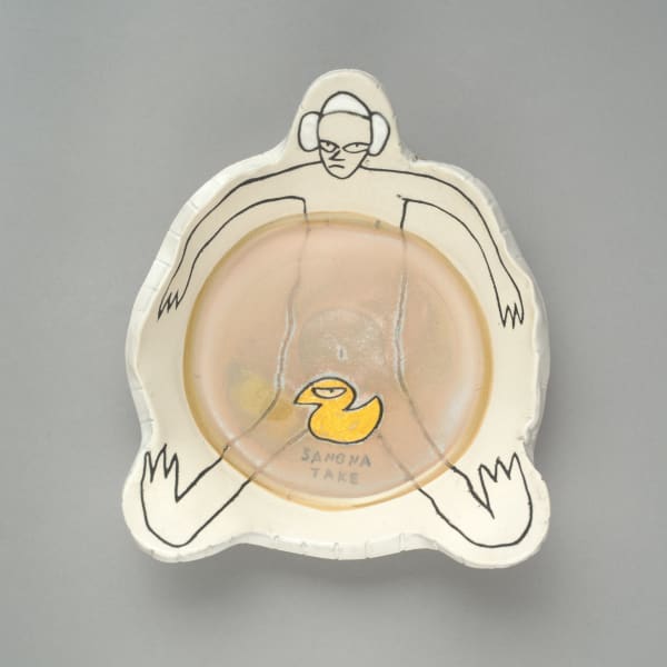 桑拿大可 Sangna Take 泡澡-5 Take a Bath No.5, 2024 陶瓷、化妝土、釉 Clay, engobe, glaze 14 x 11 x 2.5 cm