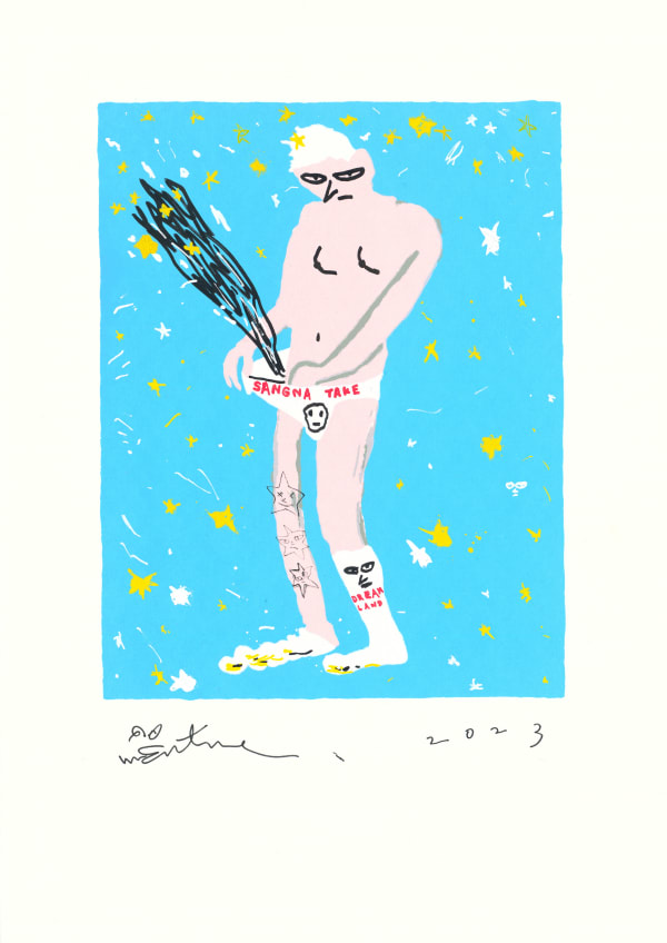 桑拿大可 Sangna Take 享受生活-5 Enjoy Life-5, 2023 絹印、壓克力顏料/紙 Silkscreen and acrylic on paper 50 x 35.5 cm