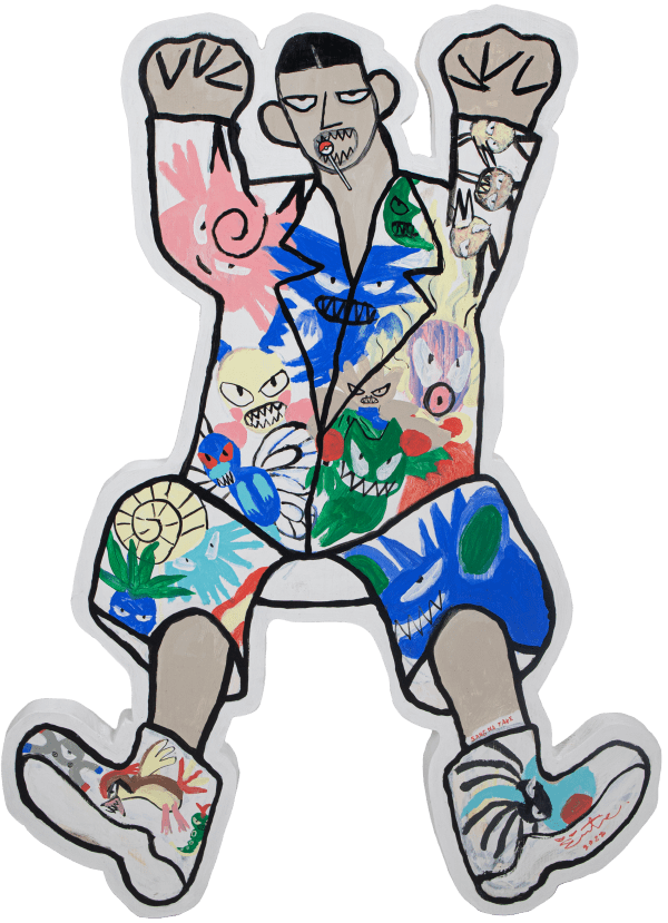 桑拿大可 Sangna Take 123 邪惡 123 Evil, 2022 壓克力顏料／木板 Acrylic on wood 31 1/2 x 23 1/4 x 1 1/8 in 80 x 59 x 2.8 cm