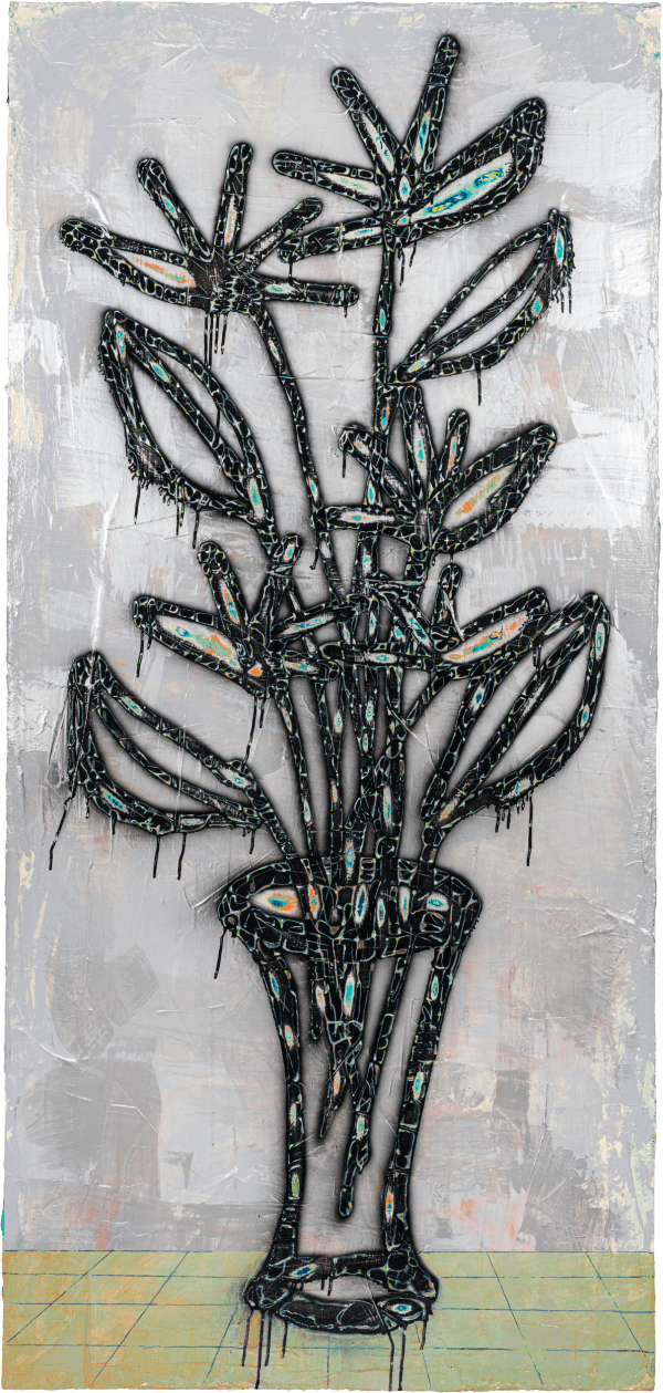 劉文豪 LIU Wen Hao 天堂鳥 Bird of Paradise Flower, 2024 壓克力顏料、噴漆／畫布 Acrylic and spray paint on canvas 170 x 80 cm