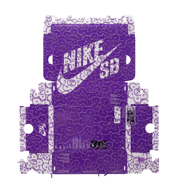 劉正堃 Abei LIU 亂入系列- HUA HUA GARDEN亂入NIKE SB鞋盒 HUA HUA GARDEN on NIKE SB SHOE BOX, 2022 紙線／紙 Paper thread on paper 28 x 24 3/4 in 71 x 63 cm