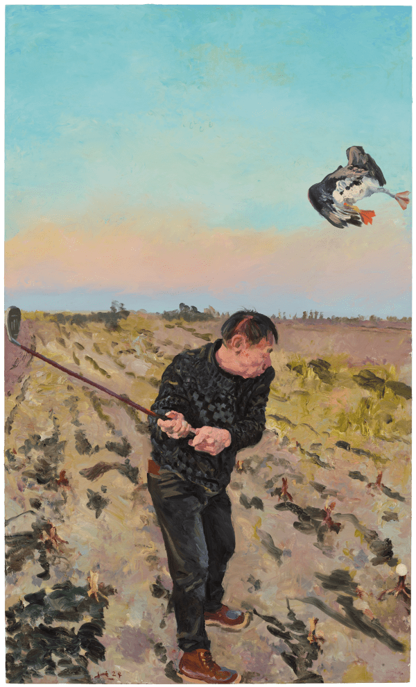 刘小东 LIU Xiaodong 一口凉气 A Gulp, 2024 油彩/亚麻布 Oil on canvas 200 x 120 cm