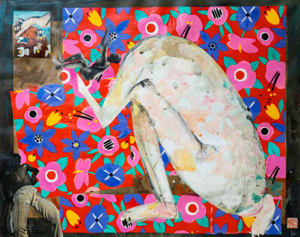 顧福生 Fu-Sheng KU 等待天使 Waiting for Angels, 1998 綜合媒材/紙 Mixed media on paper 22 1/8 x 28 in 56 x 71 cm