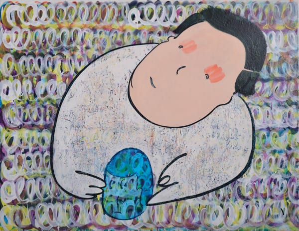 蕭筑方 HSIAO Chu-Fang 你們看這個小朋友 Look at Him, 2023 壓克力顏料/畫布 Acrylic on canvas 112 x 145.5 cm