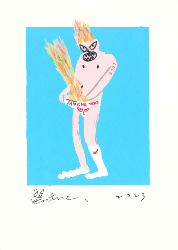 桑拿大可 Sangna Take 享受生活-24 Enjoy Life-24, 2023 絹印、壓克力顏料/紙 Silkscreen and acrylic on paper 50 x 35.5 cm