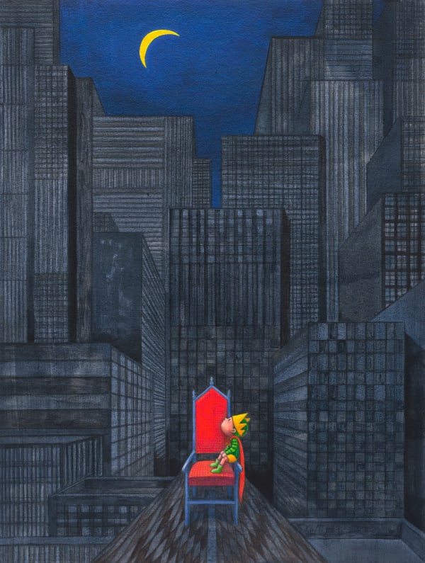 幾米 Jimmy Liao 小王子的寶座-3 The Throne of the Little Prince-3, 2022 壓克力顏料／紙 Acrylic on paper 76 x 56 cm