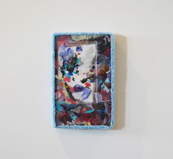 龔寶稜 Pao-Leng KUNG 收納盒 Storage Box, 2024 壓克力顏料、貼紙、手工紙、球拍握把布 / 油氈板 Acrylic, stickers, handmade paper and grip replacement on linoleum block 21.5 x 14.5 x 2.5 cm