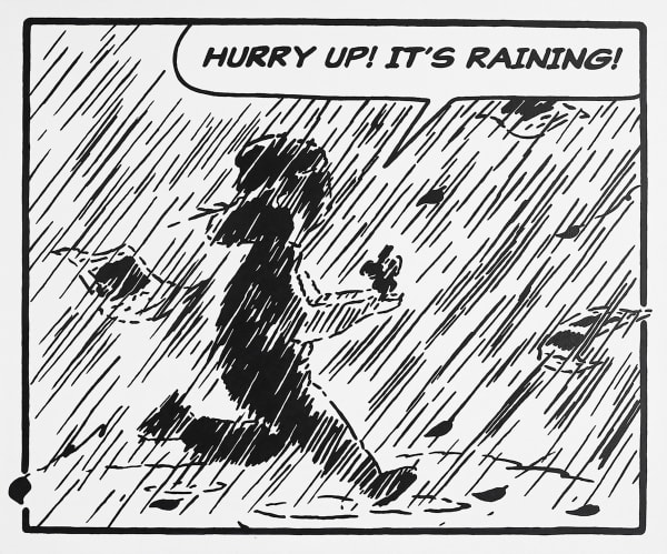 劉正堃 Abei LIU COMIC BOOK SERIES IS EVERYTHING OK? HUA HUA - HURRY UP! IT'S RAINING!, 2022 壓克力顏料／畫布 Acrylic on canvas 19 3/4 x 23 5/8 in 50 x 60 cm