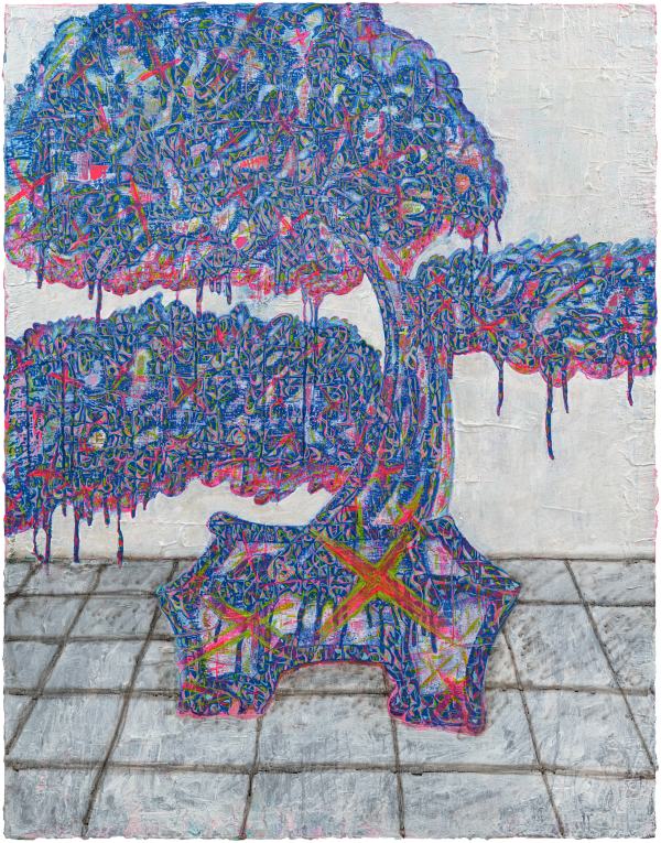 劉文豪 LIU Wen Hao 松柏蒼翠 Lush Pines and Cypresses, 2023 壓克力顏料、噴漆/畫布 Acrylic and spray paint on canvas 117 x 95 cm