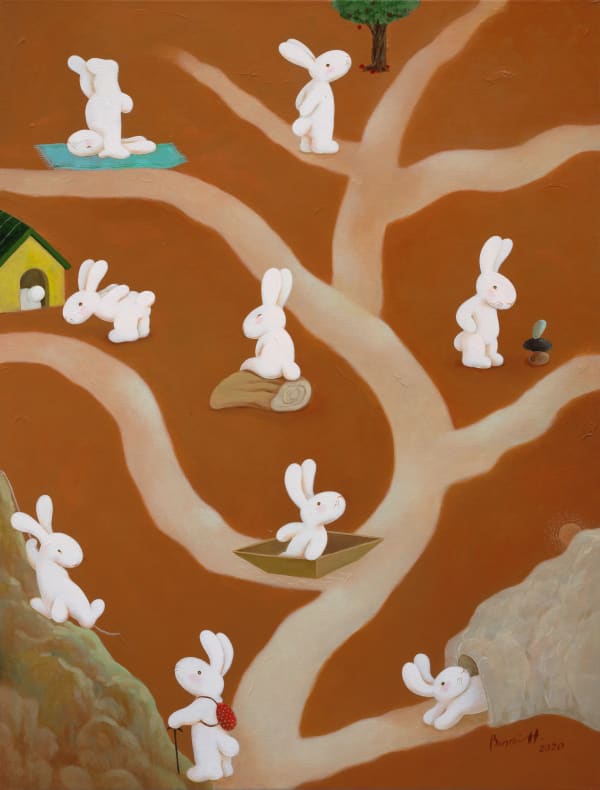 黃本蕊 Benrei HUANG 休閒定律:社交距離篇 The theory of leisure: social distancing edition, 2020 壓克力顏料/畫布 Acrylic on canvas 40 x 30 1/8 in 101.6 x 76.5 cm