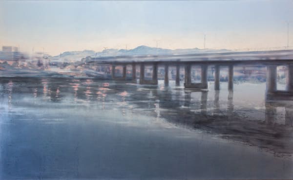 陳睿淵 TAN Jui Wen 粼粼 II The Glistening II, 2024 鋁箔、礦物顏料、壓克力顏料/鳥之子紙 Aluminum foils, mineral pigments and acrylic on paper 31 1/2 x 51 1/8 in 80 x 130 cm