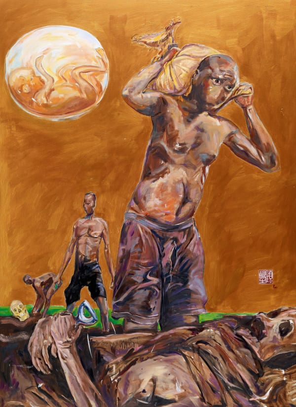 顧福生 Fu-Sheng KU 人生如戲 Life is a Three Act Play, 2009 油彩/畫布 Oil on canvas 68 1/8 x 50 in 173 x 127 cm