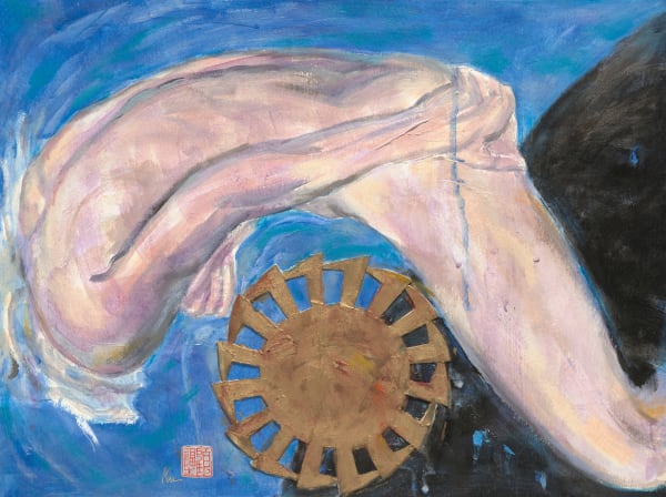 顧福生 Fu-Sheng KU 命運之輪 Turn of the Wheel, 1994 綜合媒材／紙 Mixed media on paper 15 x 20 1/8 in 38 x 51 cm