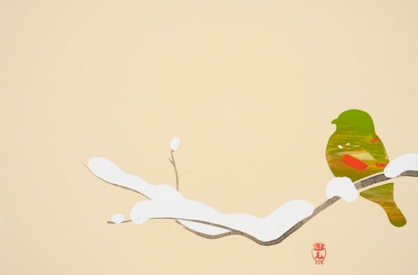 品川亮 RYO SHINAGAWA 小禽圖 Bird, 2023 墨、壓克力顏料/紙 Ink and acrylic on paper 9 7/8 x 14 5/8 in 25 x 37 cm