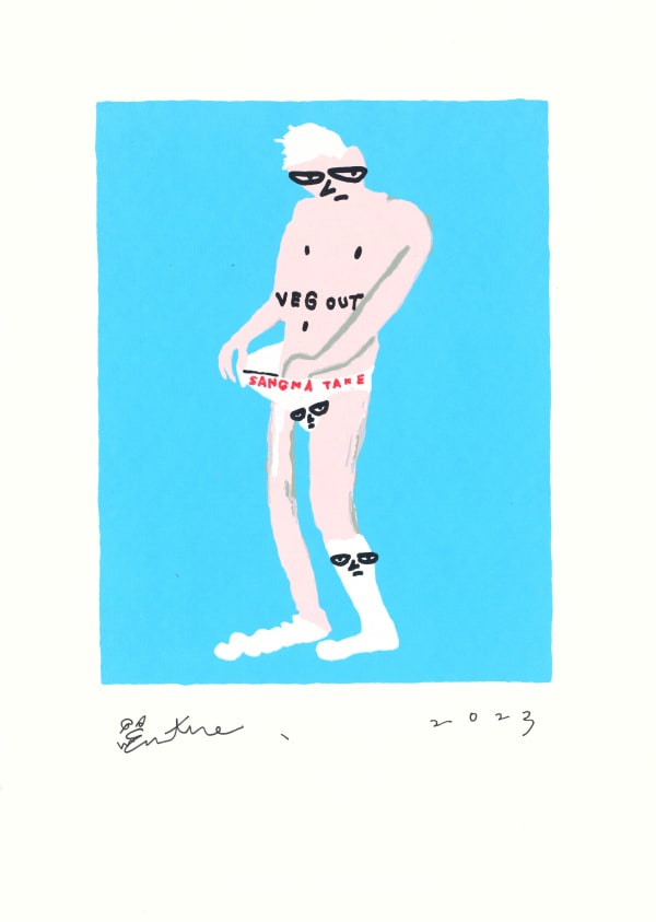 桑拿大可 Sangna Take 享受生活-10 Enjoy Life-10, 2023 絹印、壓克力顏料/紙 Silkscreen and acrylic on paper 50 x 35.5 cm