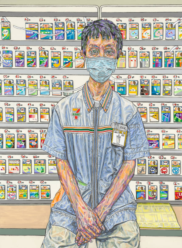 曲家瑞 Kristycharay 光宗 Convenience Store Manager, 2021 壓克力顏料/畫布 Acrylic on canvas 59 1/8 x 43 1/4 in 150 x 109.7 cm