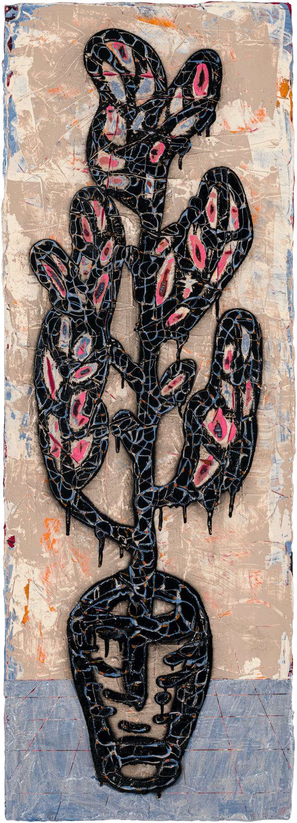 劉文豪 LIU Wen Hao 填色遊戲 Coloring Game, 2024 壓克力顏料、噴漆／畫布 Acrylic and spray paint on canvas 121 x 42 cm