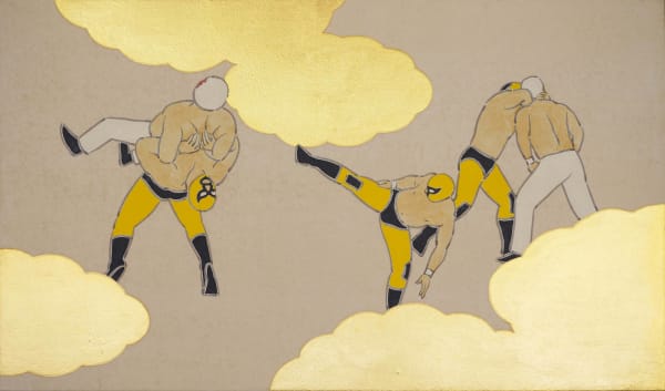 森博幸 Hiroyuki MORI VS 2, 2021 礦物顏料、粒膠、墨、金箔/紙 Mineral pigments, glue, ink and gold foil on paper 9 5/8 x 16 1/4 in 24.5 x 41.3 cm