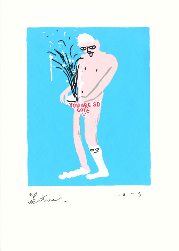 桑拿大可 Sangna Take 享受生活-1 Enjoy Life-1, 2023 絹印、壓克力顏料/紙 Silkscreen and acrylic on paper 50 x 35.5 cm