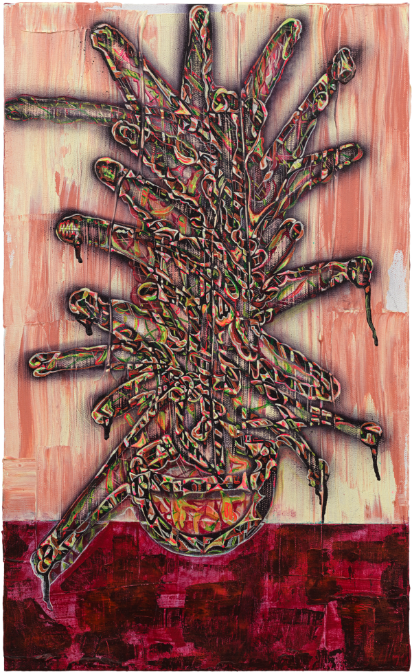 劉文豪 LIU Wen Hao 左左 Left, Left! , 2023 壓克力顏料、噴漆/畫布 Acrylic and spray paint on canvas 69 x 42.5 cm