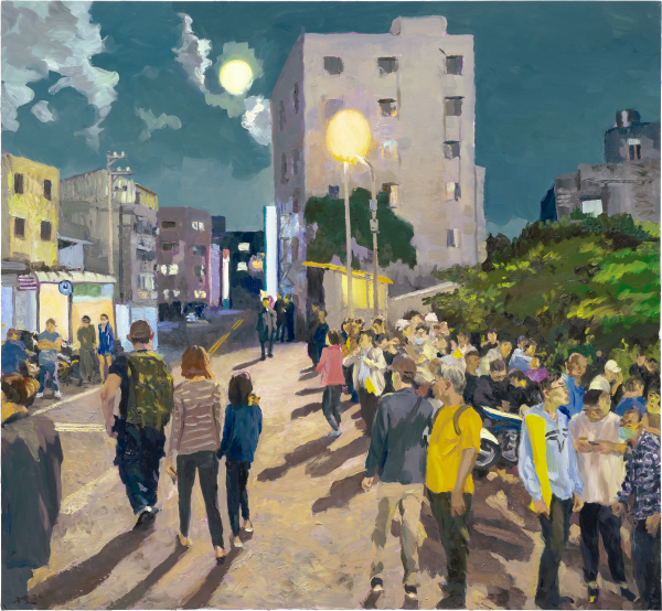 劉小東 LIU Xiaodong 月亮與路燈 Moon and Street Lamp, 2024 油彩/亞麻布 Oil on canvas 120 x 130 cm