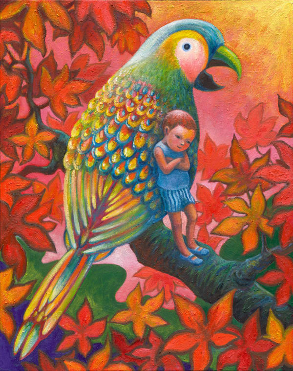 幾米 Jimmy Liao, 鸚鵡與白髮少年 Parrot and the Boy, 2023