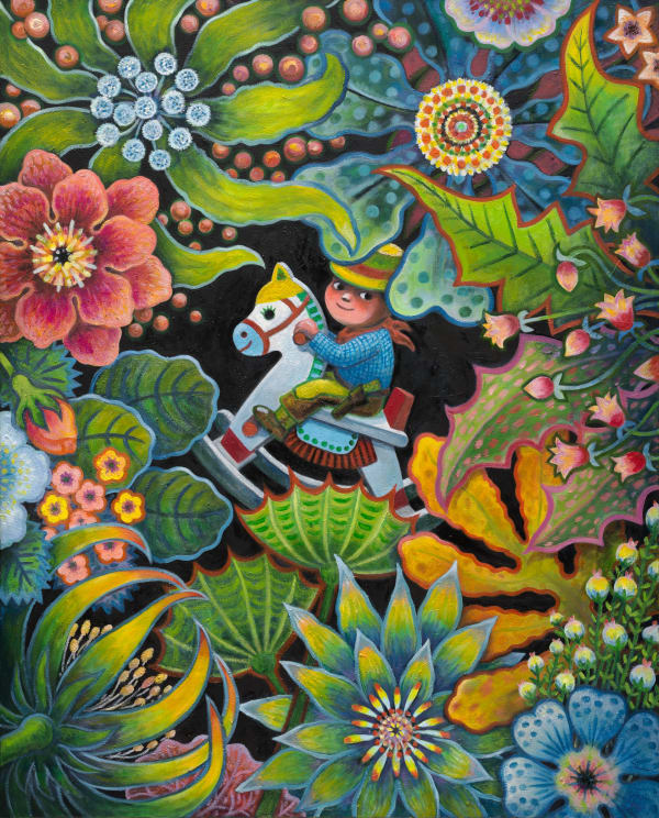 幾米 Jimmy Liao, 花與木馬奇遇記 Traveling on a Wooden Horse in the Garden , 2022