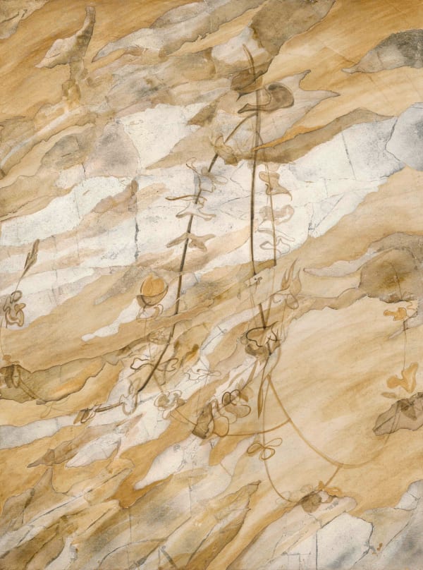 胡晴雯 HU Ching Wen 在風裡 In the Wind, 2024 銀箔、礦物顏料、硫磺/紙 Silver foil, mineral pigments and sulfur on paper 39 3/8 x 29 1/2 in 100 x 75 cm