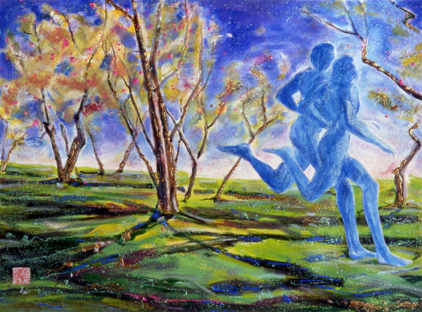 顧福生 Fu-Sheng KU 世外桃源 Garden of Eden, 1996 綜合媒材/紙 Mixed media on paper 17 3/8 x 23 1/4 in 44 x 59 cm