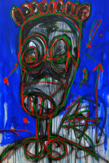 Aboudia, Nouchi Graffiti Grêle en Bleu, 2021