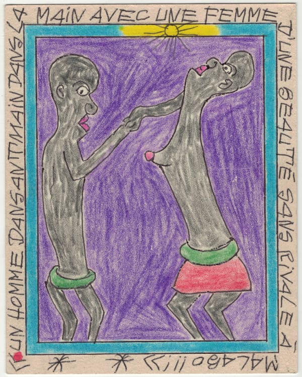 Frédéric Bruly Bouabré, un homme dansant main dans la main avec une femme d'une beaute sans rivale a malabo, 2006