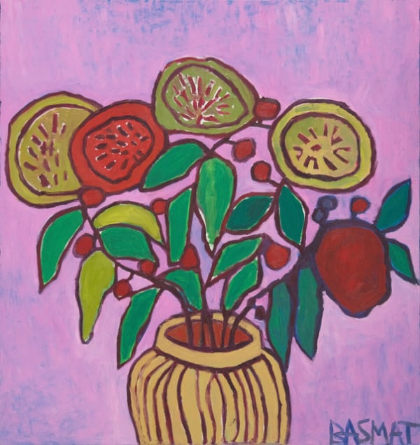 Basmat Levin, Flowers on Pink, 2021