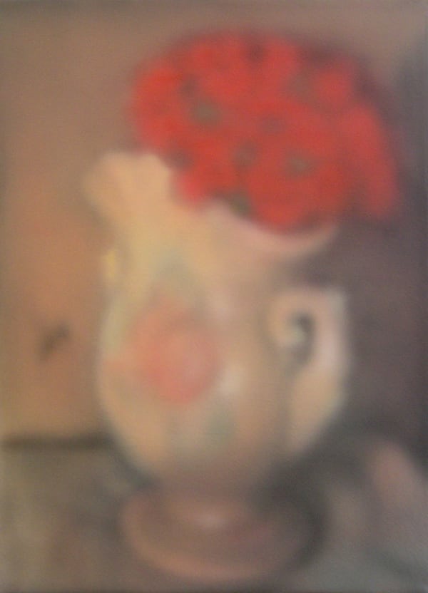 Sherry Kerlin, Bee Seduced by Painted Flowers on Vase, 2021