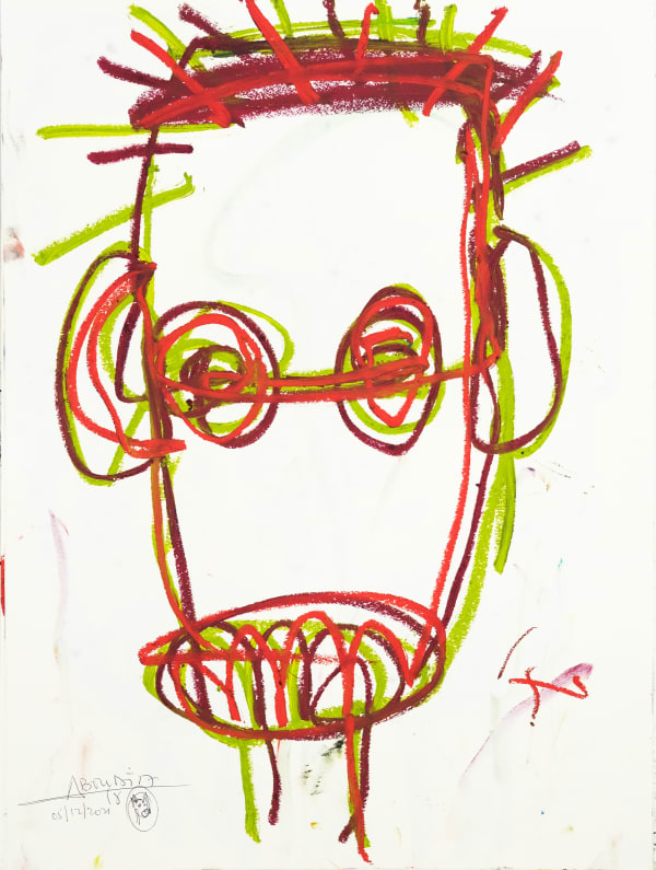 Aboudia, Portrait d’un enfant rouge et vert, 2021