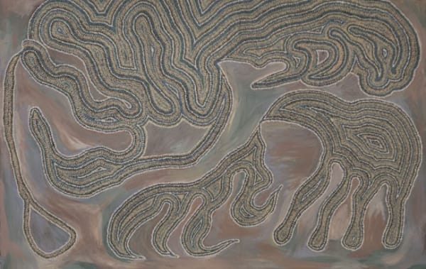 Imiyari (Yilpi) Adamson Honey Grevillea, 2021 acrylic on linen 90 x 140 cm 35 3/8 x 55 1/8 in