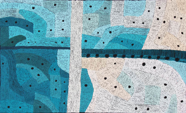 Raylene Walatinna Ngayuku Ngura (My Country), 2022 acrylic on linen 101 x 167 cm 39 3/4 x 65 3/4 in