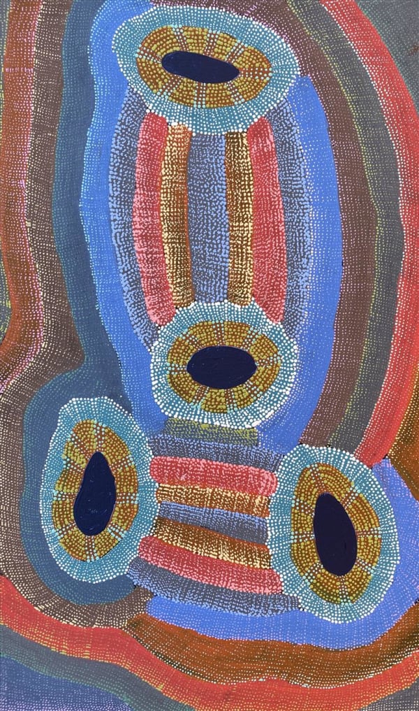 Agnes Nampijinpa Brown Ngapa Jukurrpa (water Deaming) -Mikanji, 2021 acrylic on linen 76 x 46 cm 29 7/8 x 18 1/8 in