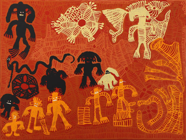 Doris Bush Nungarrayi Anangu Tjuta at Nyunmanu & Papa Tjukurrpa, 2021 acrylic on canvas 91 x 122 cm 35 7/8 x 48 1/8 in