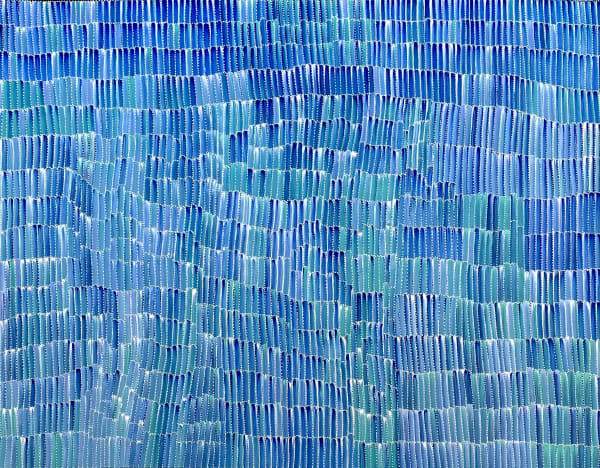 Jeannie Mills Pwerle Yam Dreaming, 2021 acrylic on linen 150 x 190 cm 59 1/8 x 74 3/4 in