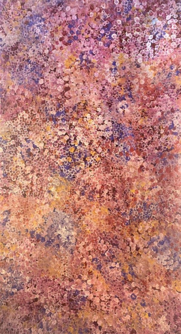 Belinda Golder Kngwarreye Bush Yam Flowers, 2023 acrylic on linen 118 x 203 cm 46 1/2 x 79 7/8 in