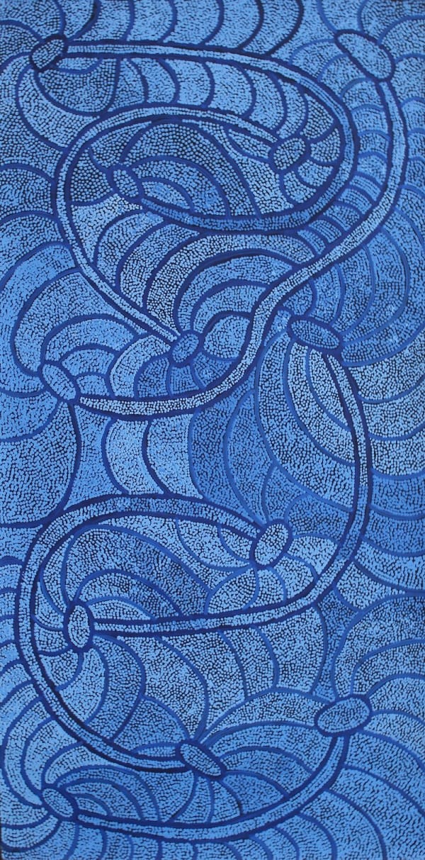 Judith Nungarrayi Martin Janganpa Jukurrpa (Brush-tail Possum Dreaming) - Mawurrji, 2023 acrylic on linen 122 x 61 cm 48 x 24 in