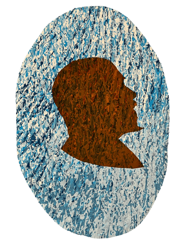 Dominic White Profile Coolamon, 2019 unique state layered relief print on paper 69 x 46 cm 27 1/8 x 18 1/8 in (unframed)