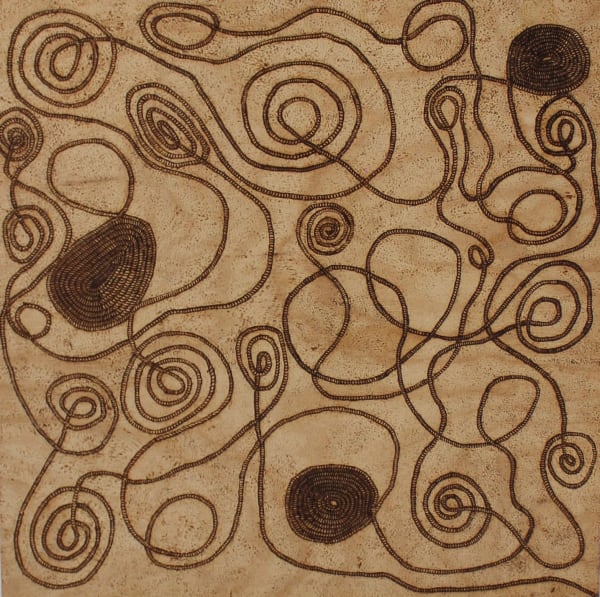 Cynthia Burke Ngura - Country, 2021 burnt etching on plywood 90 x 90 cm 35 3/8 x 35 3/8 in