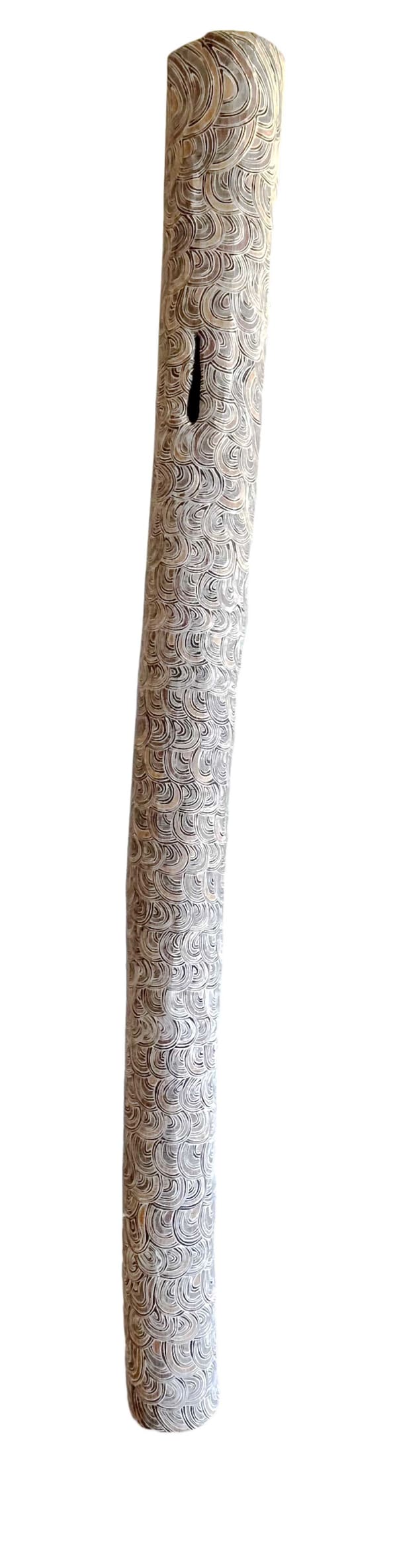 Dhurrumuwuy Marika Larrakitj, 2018 ochres on stringy bark 174 x 15 cm 68 1/2 x 5 7/8 in