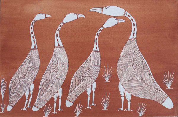 Willie Nabulwad Manimunak (Magpie Goose), 2017 ochre on Arches paper 41 x 61 cm 16 1/8 x 24 1/8 in